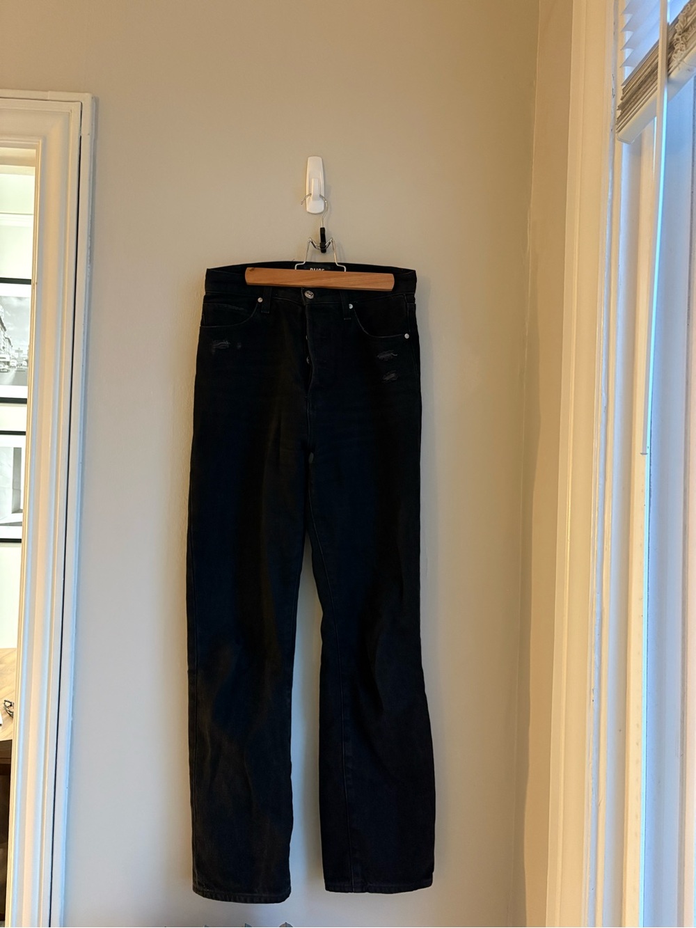PAIGE Black Straight Leg High-Waisted Jeans - Size 25